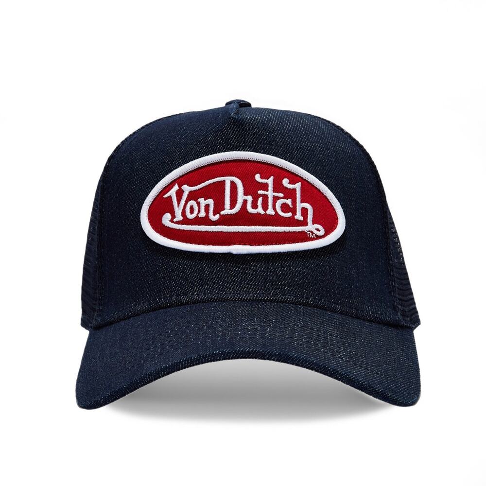 Von Dutch Denim Trucker Snapback Hat Blue Adjustable Cap . New - Picture 5 of 5